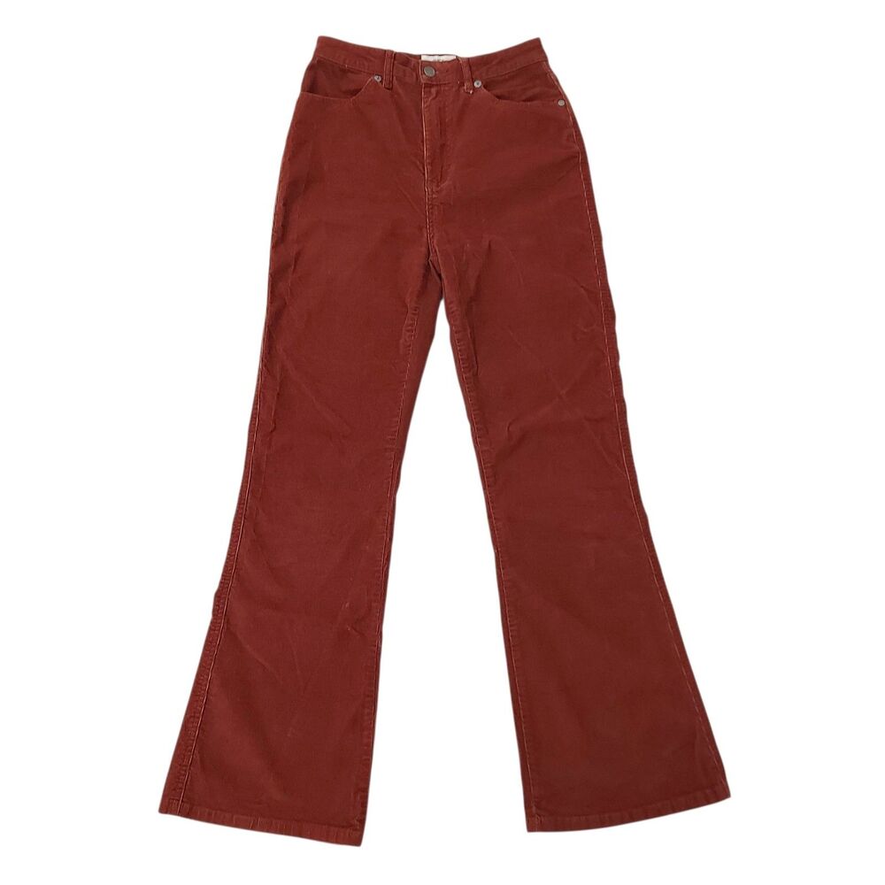 RVCA by Camille Rowe Livin Corduroy Pant Womens 25x29 Brown Stretch Flared Retro